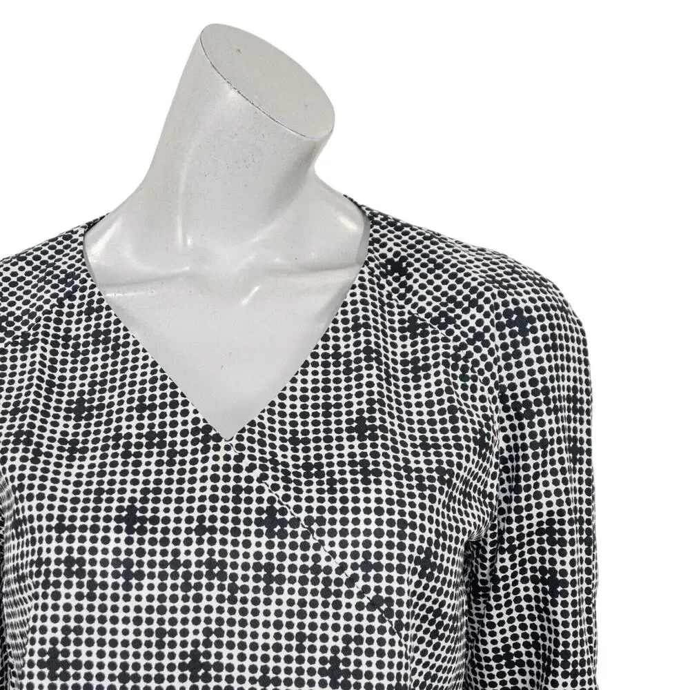 KATE SPADE V-neck Blouse White Black geo polka dot size 4